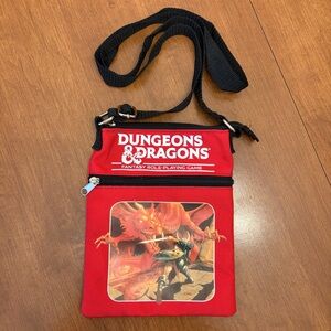 Dungeons & Dragons Red Passport/Messenger/Crossbody  Bag Black Strap